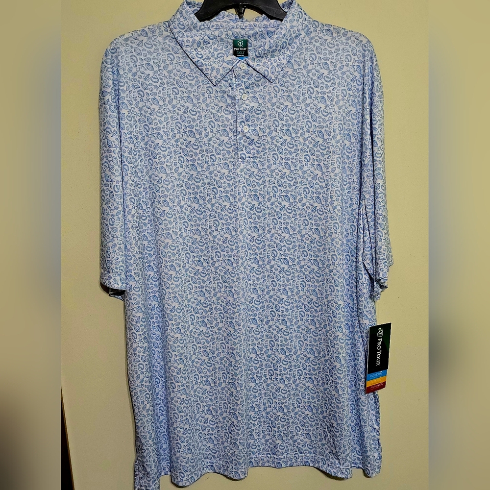 Men’s Light Blue Seashells Performance Polo